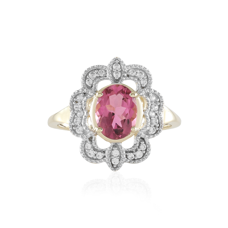 Brasilianischer Pinkfarbener Turmalin-Goldring