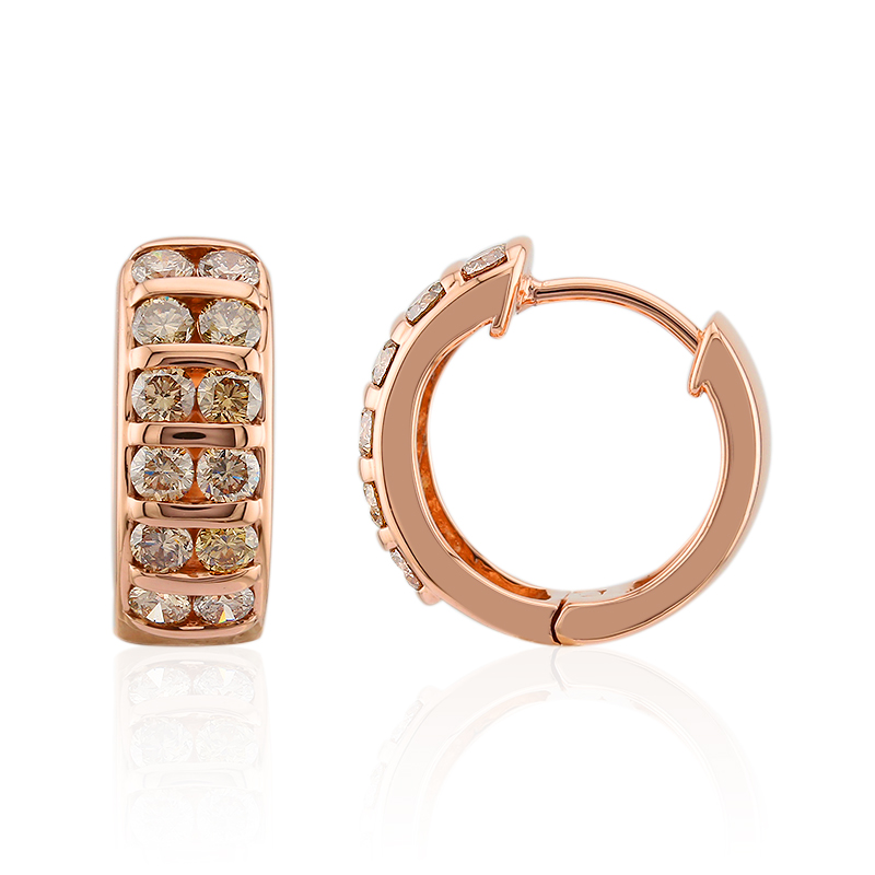 SI1 Argyle-Rose de France-Brillant-Goldohrringe (Annette)