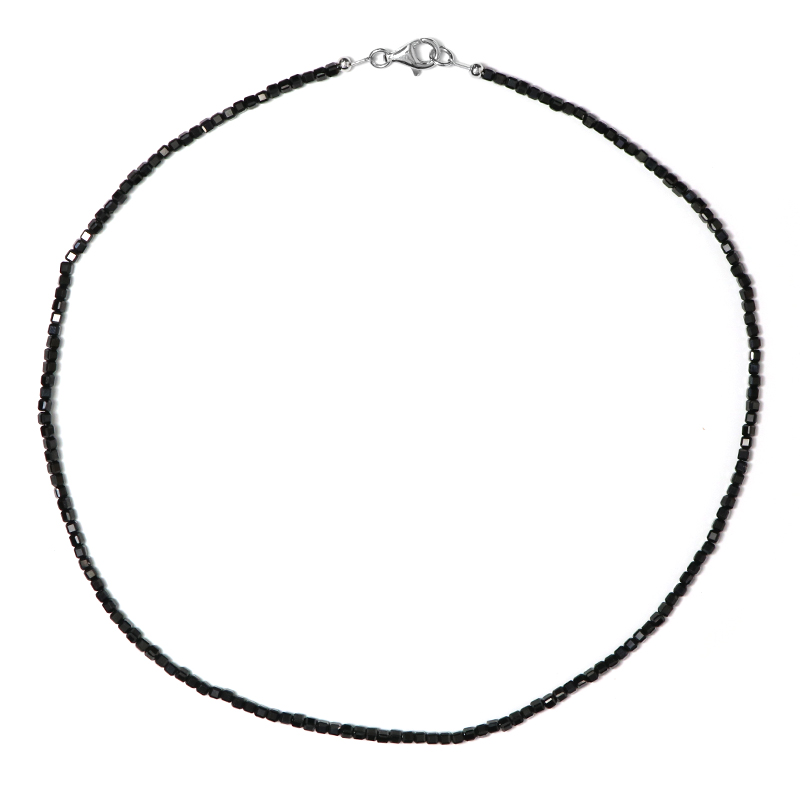 Schwarzer Spinell-Silberhalskette