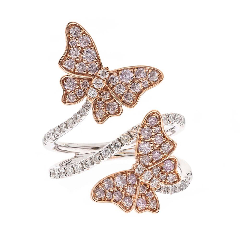 Pinkfarbener I1 Brillant-Goldring (CIRARI)