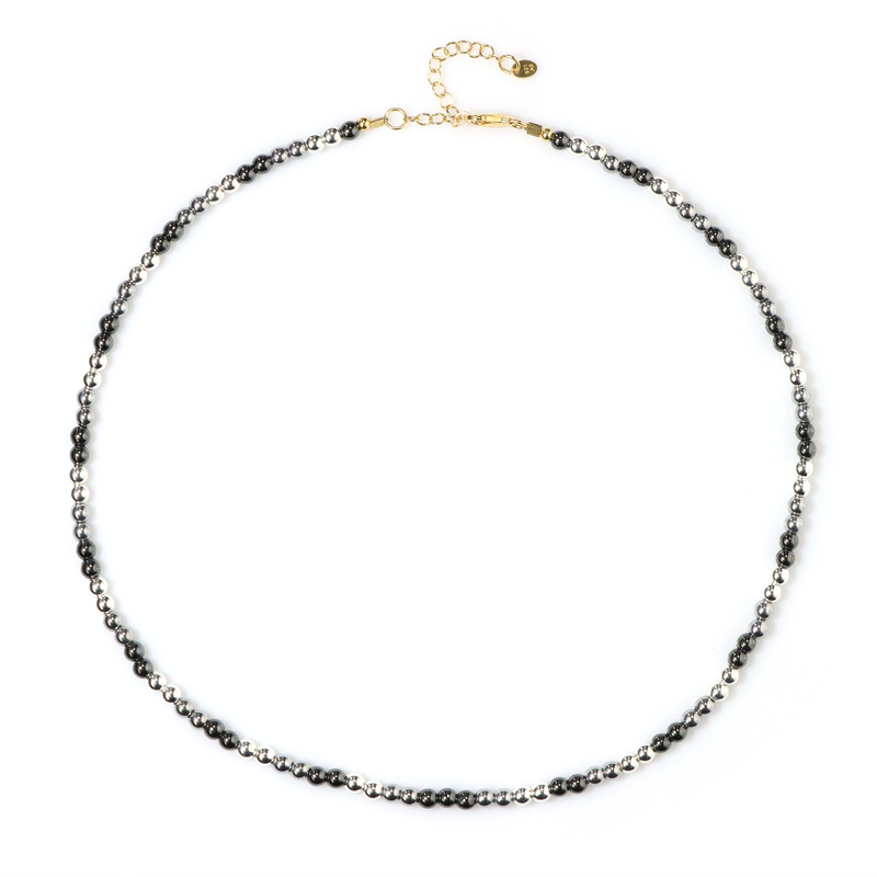 Hämatit-Silberhalskette
