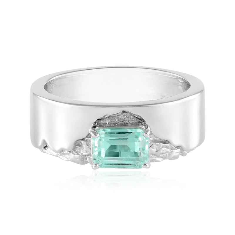 Paraibafarbener smaragd-silverring (SAELOCANA) från Juwelo
