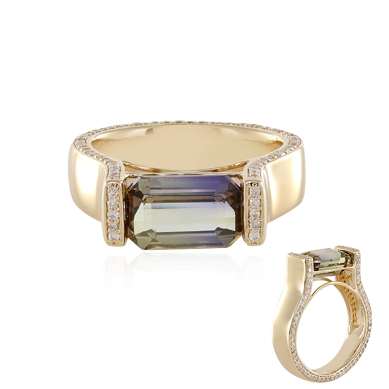 Mehrfarbiger Tansanit-Goldring (de Melo)
