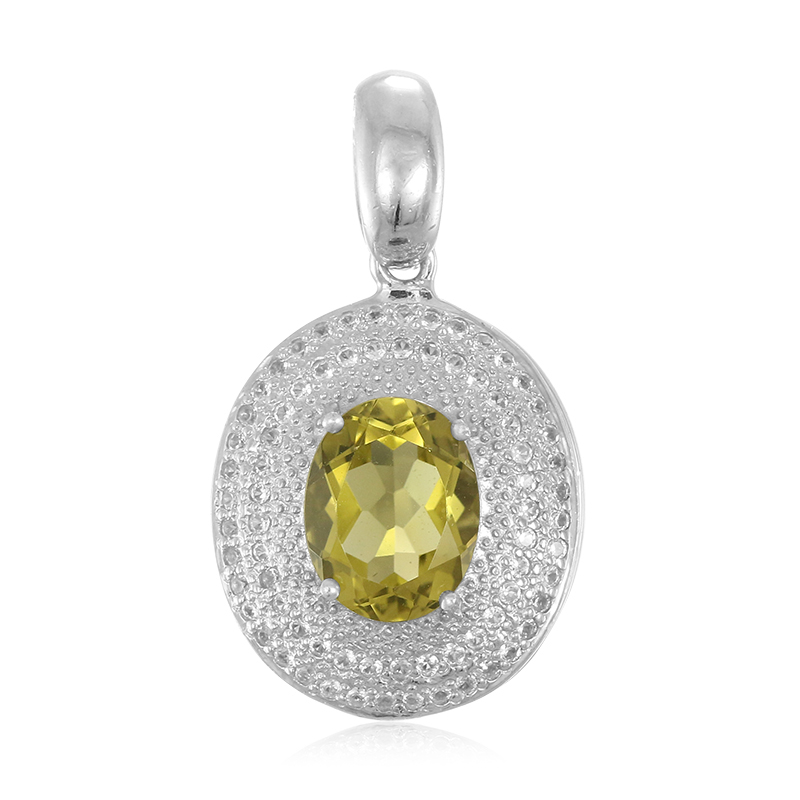 Oliven-Quarz-Silberanhänger