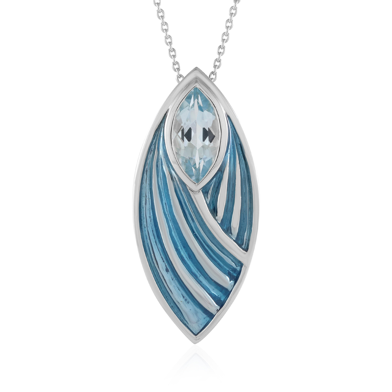 Himmelblauer Topas-Silberhalskette (Adela Silber)