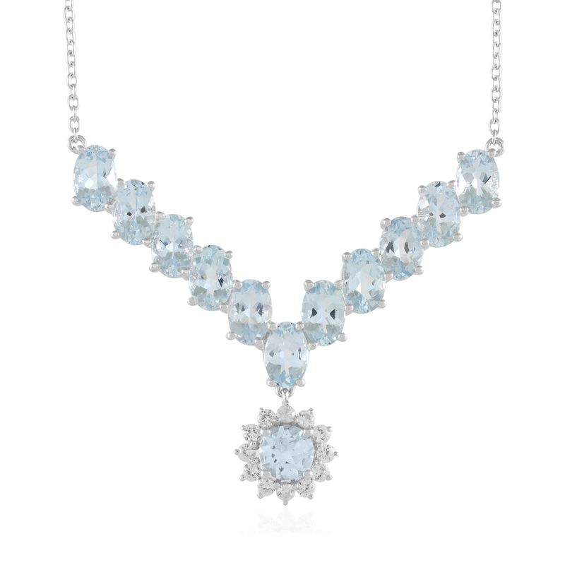 Brasilianischer Aquamarin-Silbercollier