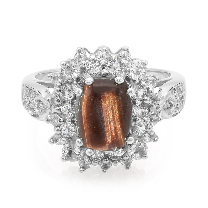 Rotes Tigerauge-Silberring