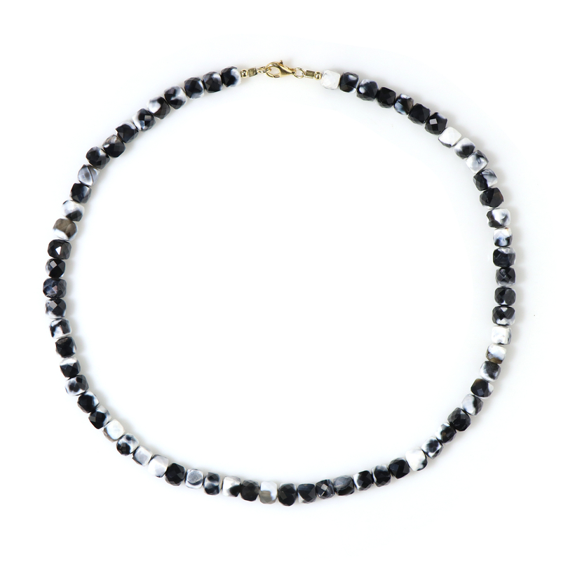 Zebra-Jaspis-Silberhalskette