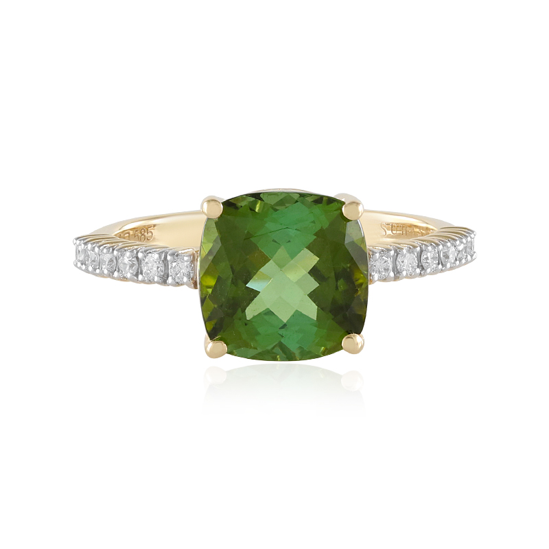 Brasilianischer Grüner Turmalin-Goldring (SUHANA) Brasilianischer Grüner Turmalin-Goldring (SUHANA)