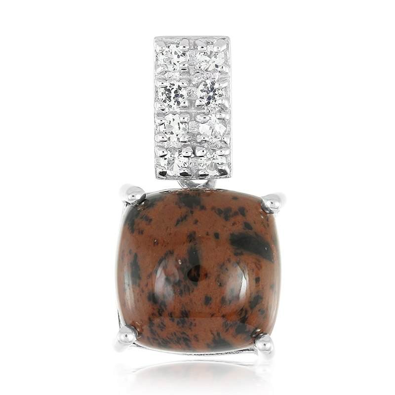 Mahagoni-Obsidian-Silberanhänger