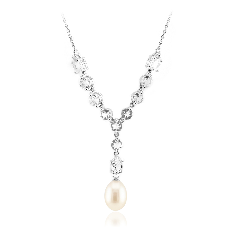 Weiße Süßwasserzuchtperlen-Silbercollier Weiße Süßwasserzuchtperlen-Silbercollier