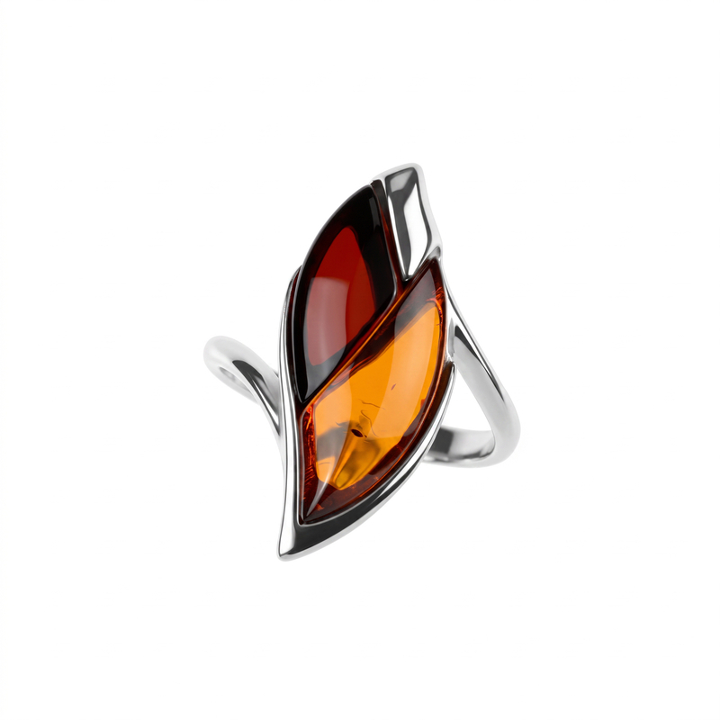 Baltischer Bernstein-Silberring (dagen) - Farbe: Orange