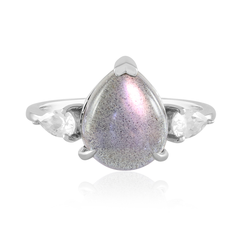Pinkfarbener Maniry-Labradorit-Silberring Pinkfarbener Maniry-Labradorit-Silberring