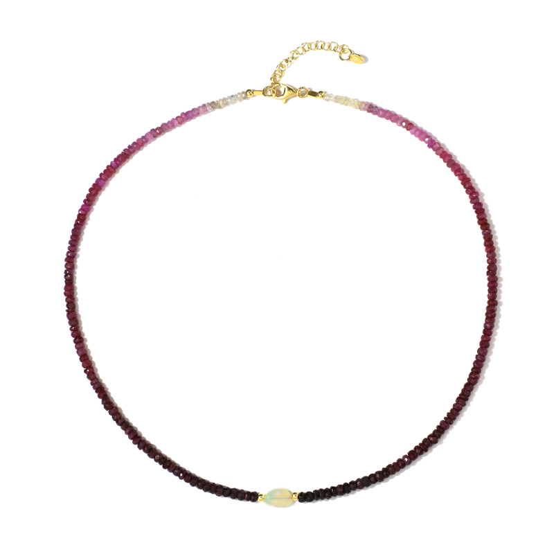 Tansania-Rubin-Silberhalskette (Riya) Tansania-Rubin-Silberhalskette (Riya)