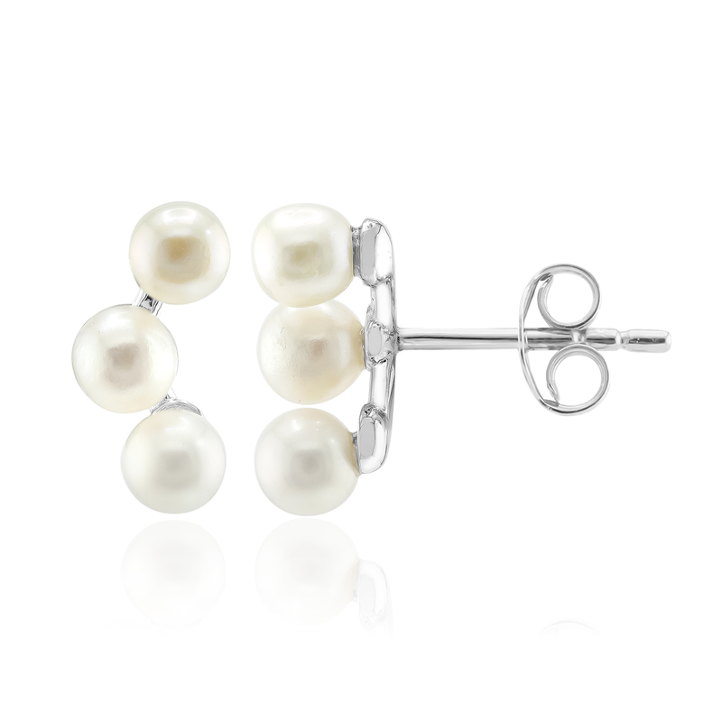 Weiße Süßwasserzuchtperlen-Silberohrringe Weiße Süßwasserzuchtperlen-Silberohrringe