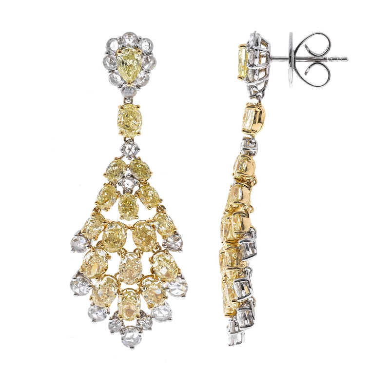 Gelber SI2 Diamant-Goldohrringe (CIRARI)