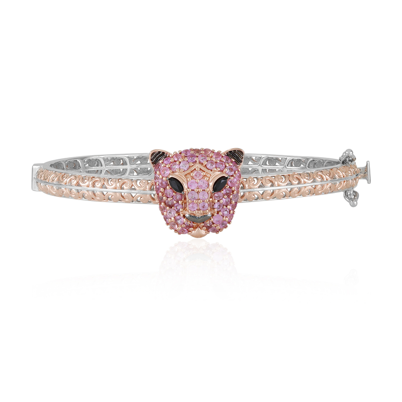 Pinkfarbener Saphir-Silberarmreif (Gems en Vogue)