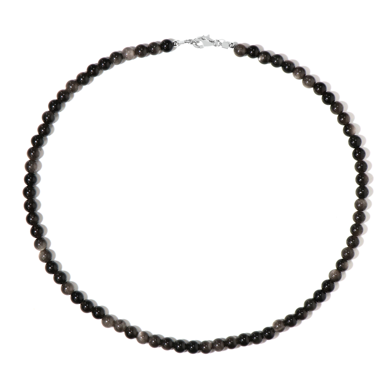 Silber-Obsidian-Silberhalskette