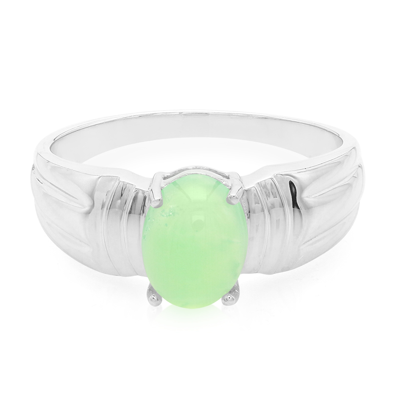 Kaiserlicher Chrysopras-Herren-Silberring