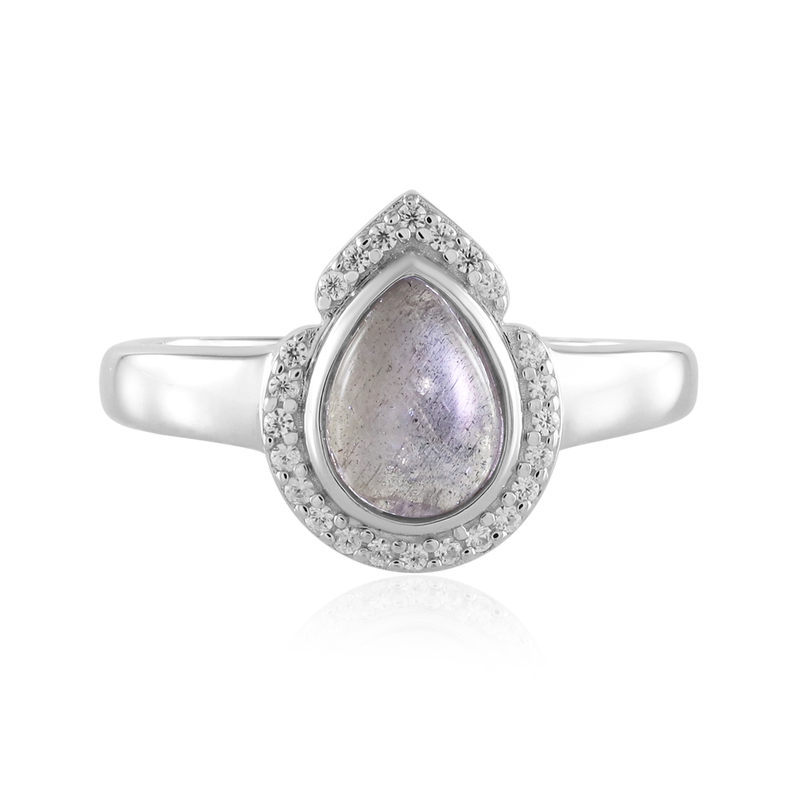 Pinkfarbener Maniry-Labradorit-Silberring