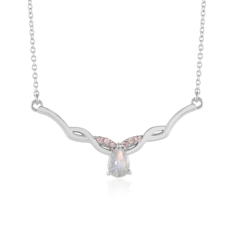 Pinkfarbener Maniry-Labradorit-Silbercollier