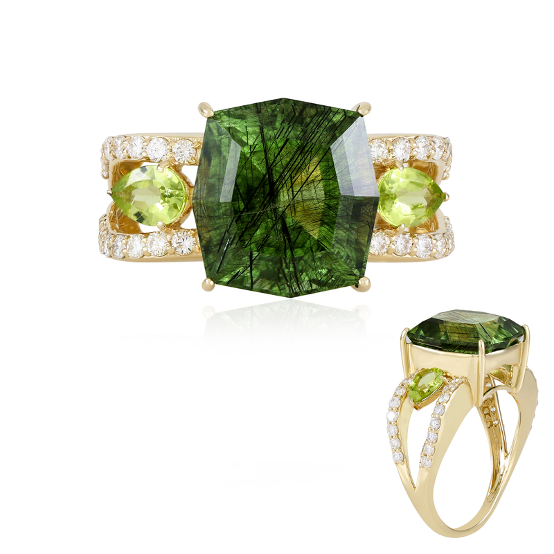 Ludwigit-Peridot-Goldring (de Melo)