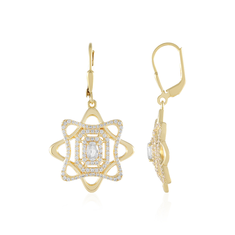 Weißer Saphir-Silberohrringe Weißer Saphir-Silberohrringe