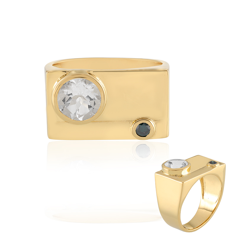 Weißer Topas-Messingring (Juwelo Style)