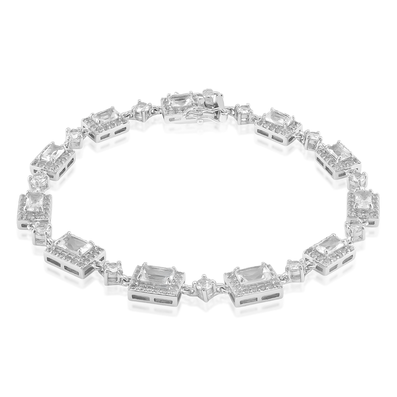 Weißer Topas-Silberarmband