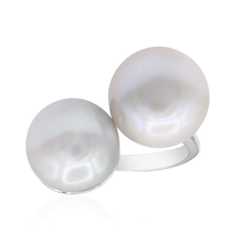 Silberfarbene Süßwasserzuchtperlen-Silberring (TPC)