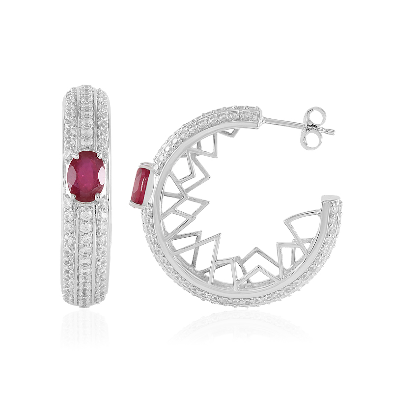 Madagaskar-Rubin-Silberohrringe (de Melo) Madagaskar-Rubin-Silberohrringe (de Melo)