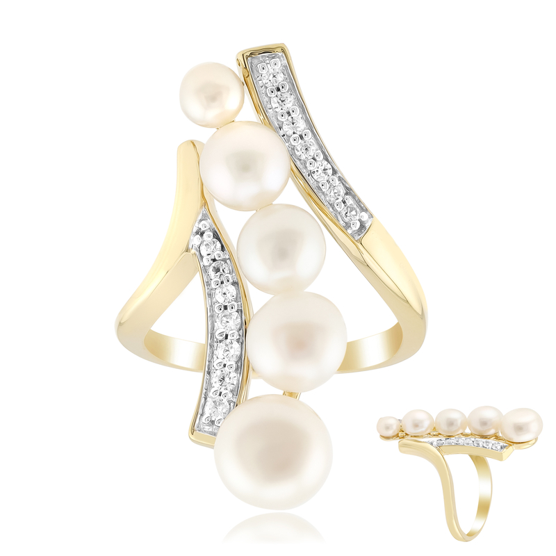 Weiße Süßwasserzuchtperlen-Silberring (TPC)