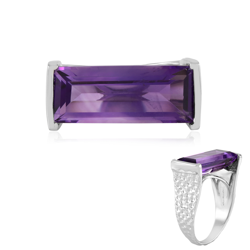 Sambia-Amethyst-Silberring (de Melo) - Farbe: Lila
