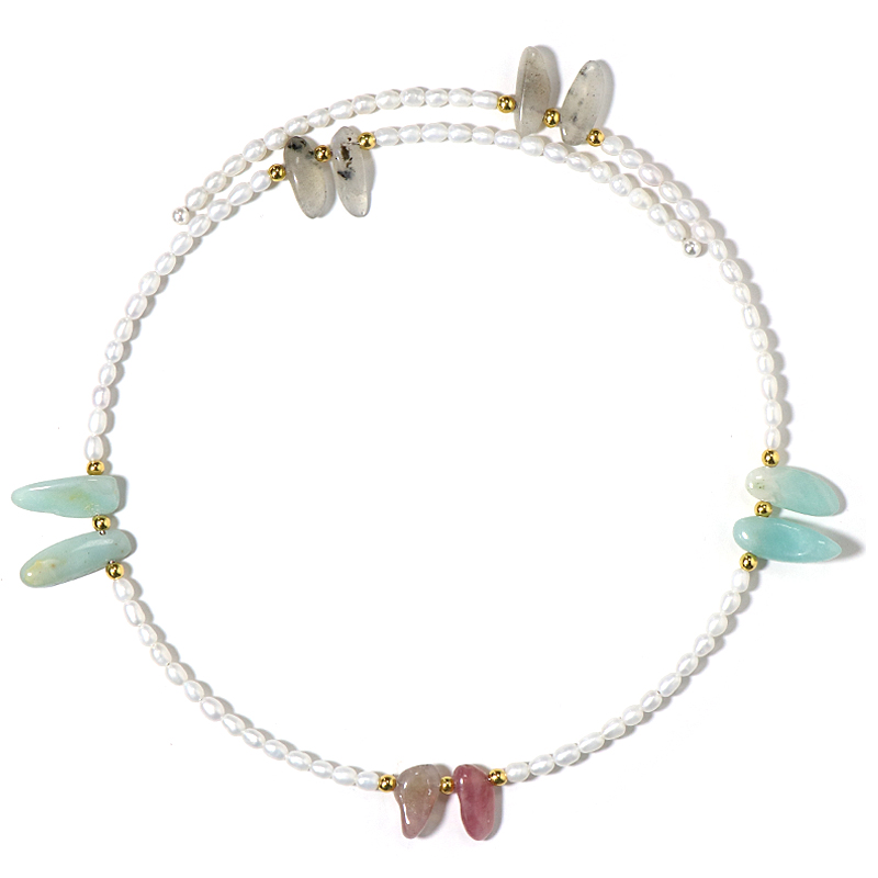 Edelstein-Stahlhalsreif (Riya)