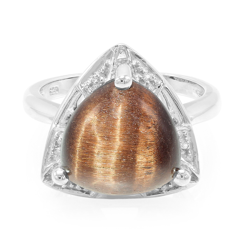 Rotes Tigerauge-Silberring