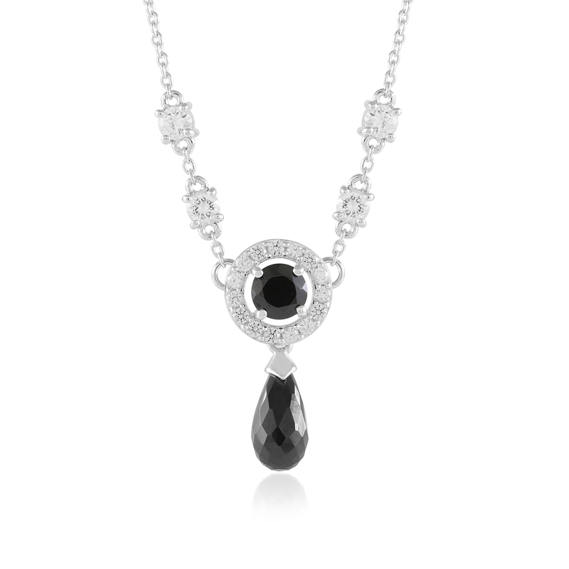 Schwarzer Spinell-Silbercollier