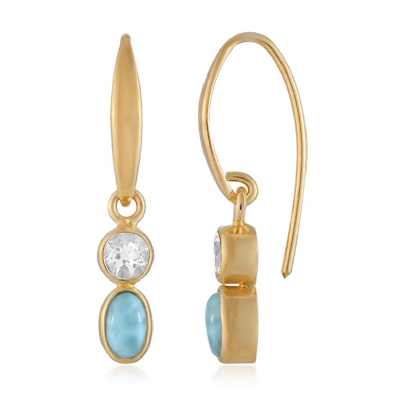 Larimar-Silberohrringe (Bali Barong) Larimar-Silberohrringe (Bali Barong)