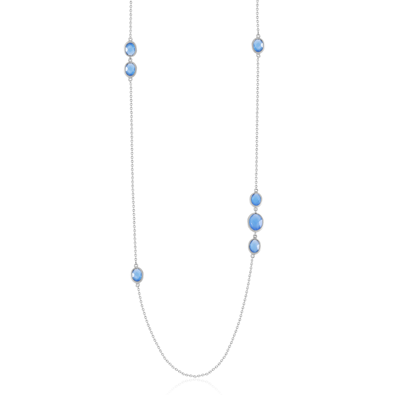 Blauer Chalzedon-Silbercollier
