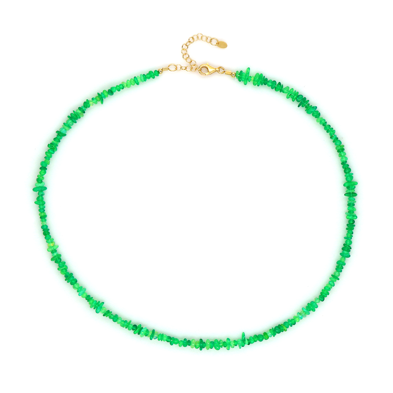 Äthiopischer Grüner Opal-Silberhalskette