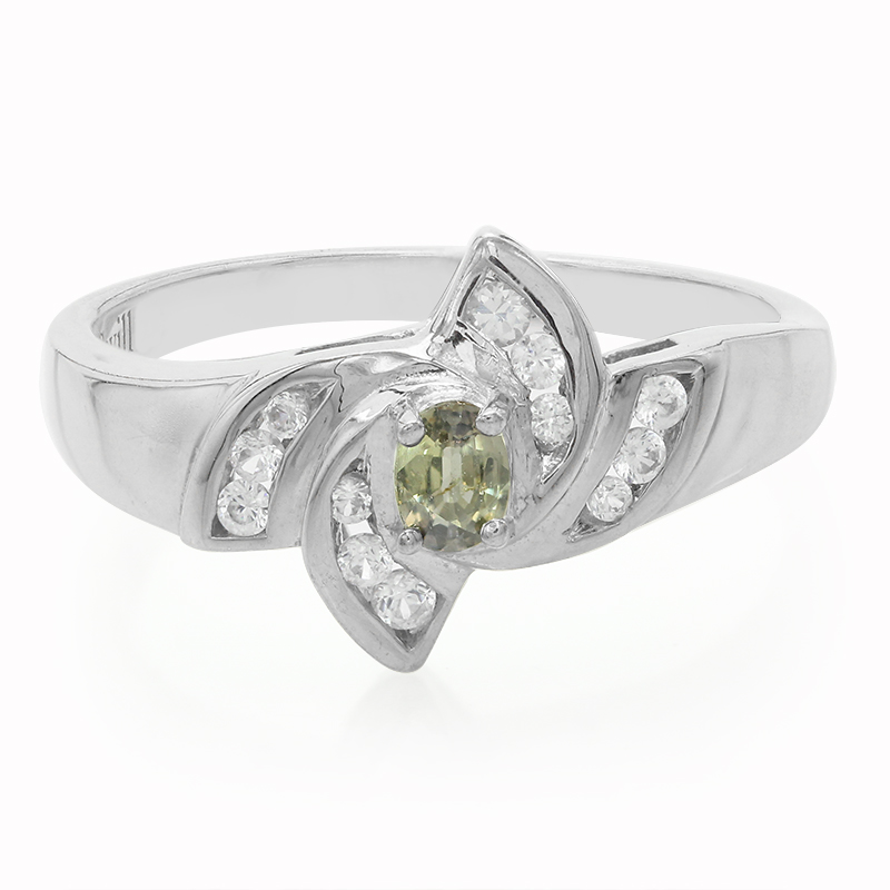 Nicht erhitzter Pfauen-Saphir-Silberring