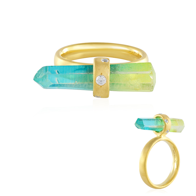 Mehrfarbiger Quarz-Silberring (MONOSONO COLLECTION)