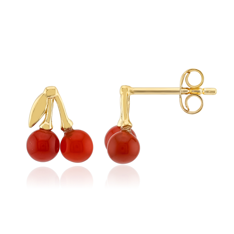 Roter Achat-Silberohrringe