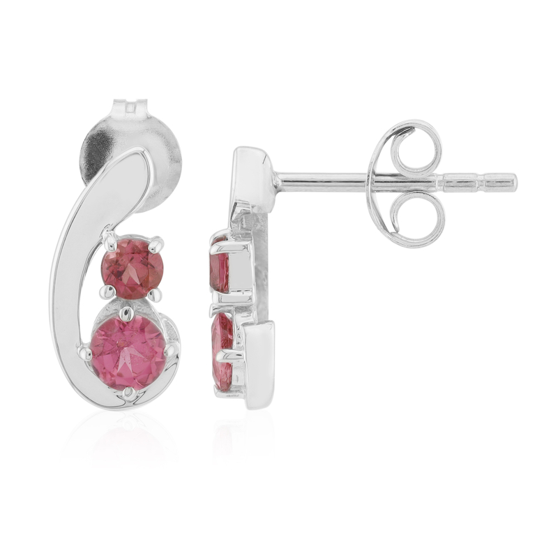 Brasilianischer Pinkfarbener Turmalin-Silberohrringe (Pallanova)