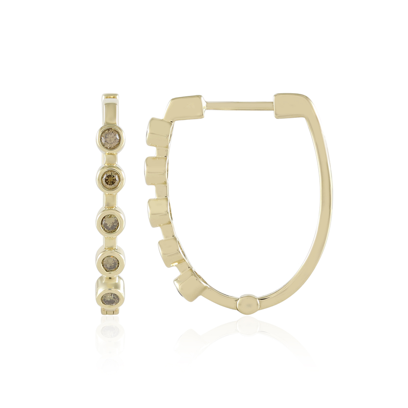 SI1 Champagner-Brillant-Goldohrringe