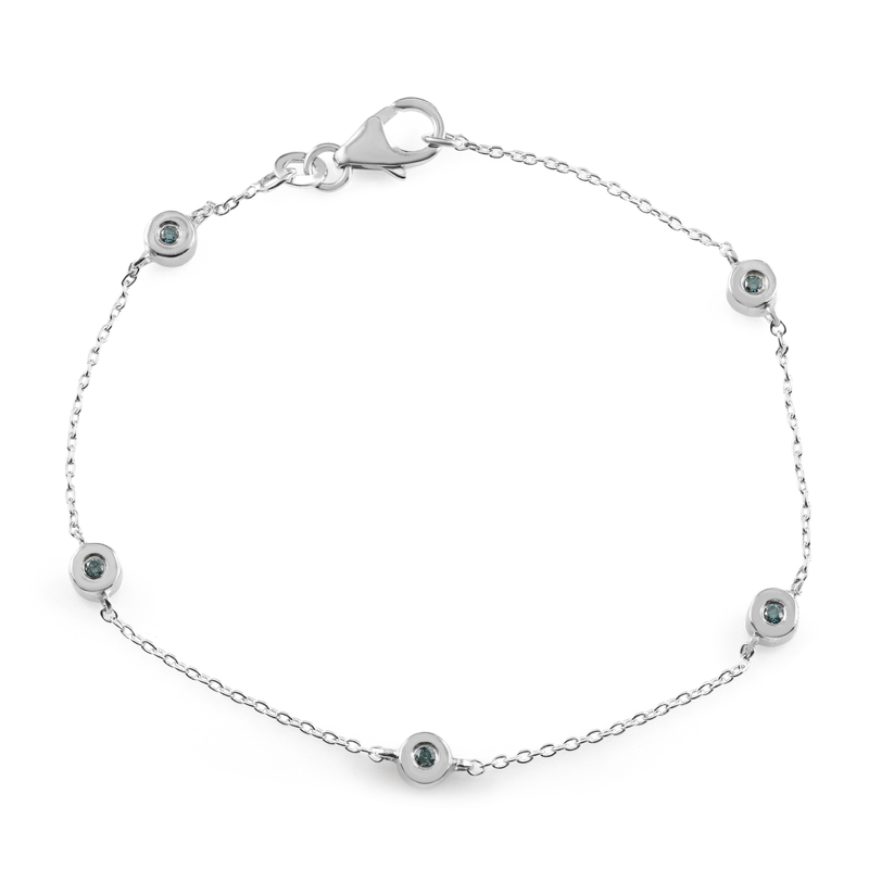 Blauer I2 Brillant-Silberarmband