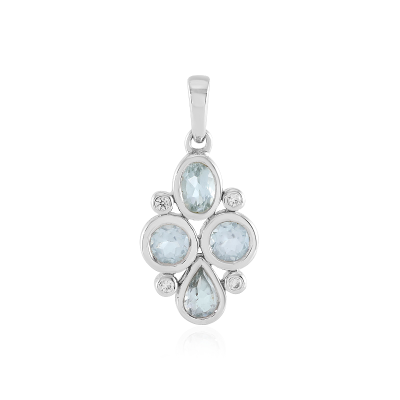 Himmelblauer Topas-Silberanhänger