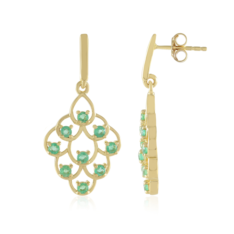 Russischer Smaragd-Silberohrringe