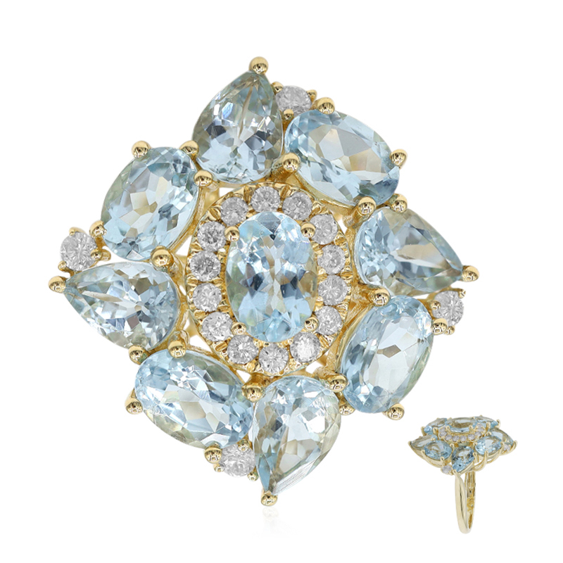 AAA-Brasilianischer Aquamarin-Goldring (CIRARI) AAA-Brasilianischer Aquamarin-Goldring (CIRARI)