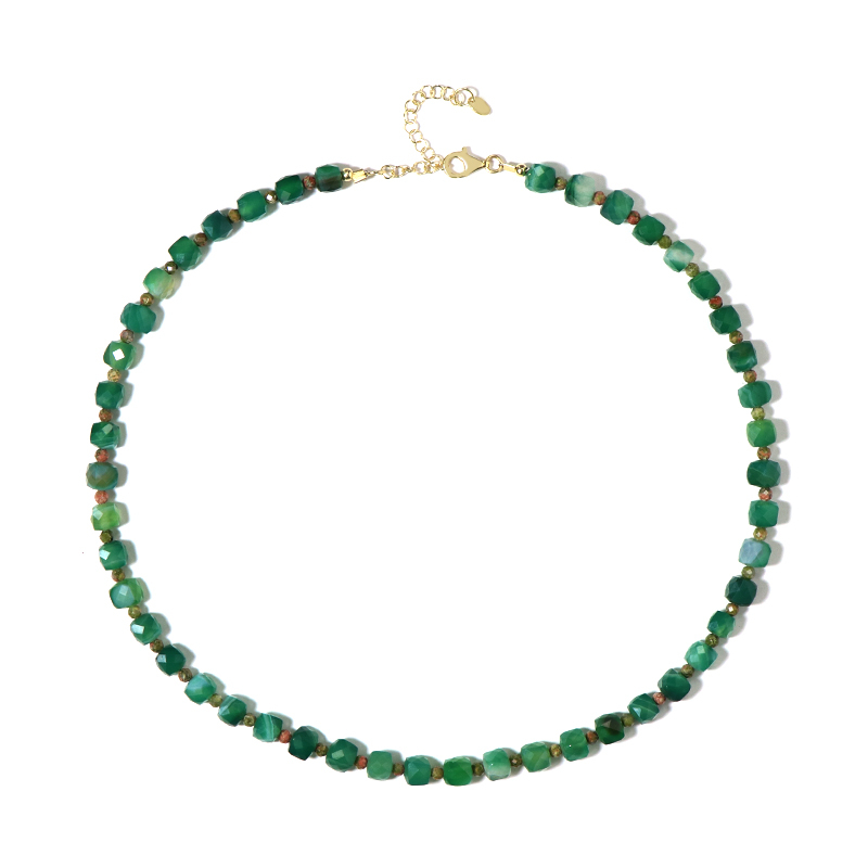 Grüner Achat-Silberhalskette