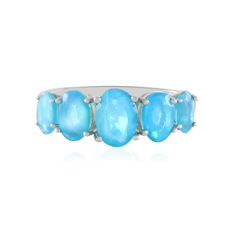 Äthiopischer Blauer Opal-Silberring Äthiopischer Blauer Opal-Silberring